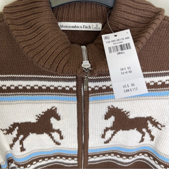 Abercrombie & Fitch Double Zipper Western Cardigan NWT Sz Small - Picture 4 of 8